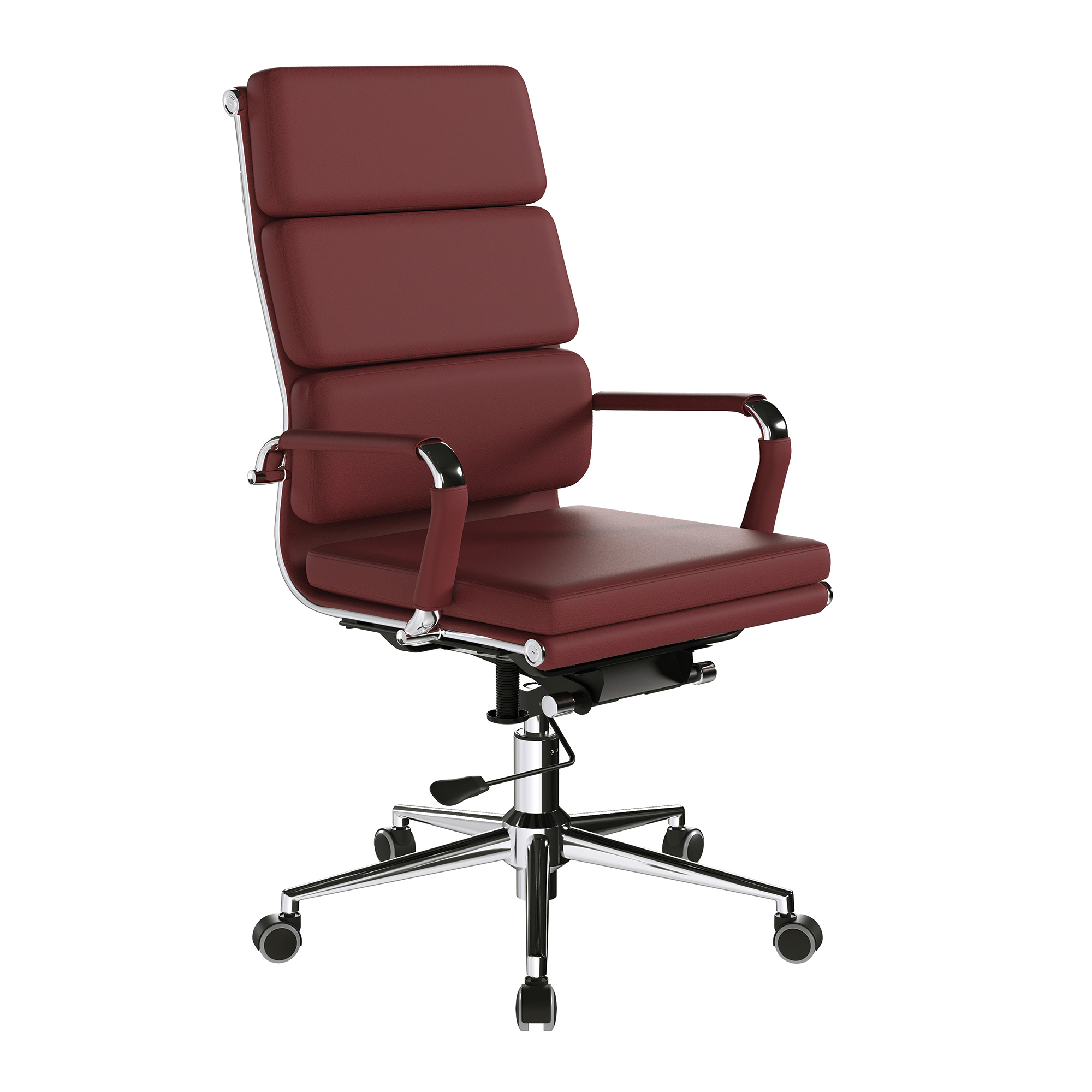 Avanti – Bonded Leather High Back Swivel Armchair with Individual Back Cushions and Chrome Arms & Base – Black - Image 11